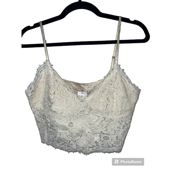 LF Tops - LF Native Rose Cream Silk & Lace Off The Shoulder Crop Top Women's Size 8 NWTS X
